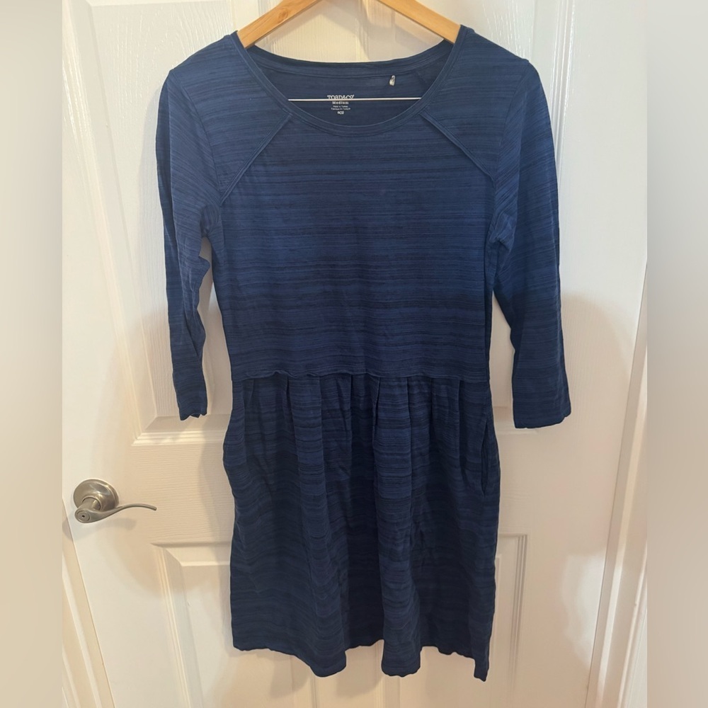 Toad&Co Organic Cotton Blue Space Dye Dress, size medium